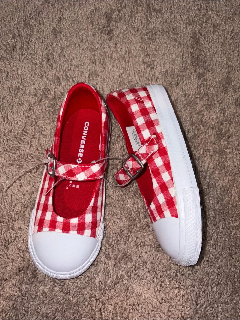 Converse Kids Red and White Gingham Mary Jane Sneakers NWOT